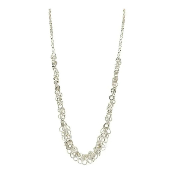 Avon Silver Tone Interconnecting Circle Chain Link Necklace Vintage 18.5" - Picture 1 of 6